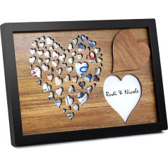 AceList Money Gift, Real Wood Money Gift Wedding with Heart Pattern in Picture Frame, Personalised Wedding Gift, Anniversary Christening, Wedding Gifts for Bride and Groom, Money, Birthday Gift