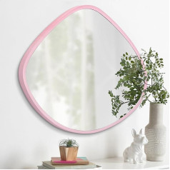 AOAOPQ Irregular Wall Mirror Framed Mirror for Wall Entrance Decorative Mirror Asymmetrical Mirror for Living Room Bedroom Bathroom Entrance Decorative Pink Mirror