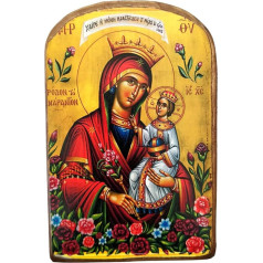 Ar rokām darināta koka Dievmātes Marijas neizziedējušās rozes ikona / MP2