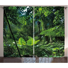 ABAKUHAUS Augu lauku aizkars, zaļš, pirmatnējā daba, aizkars guļamistabā ar rūtīšiem un āķīšiem, 280 x 175 cm, zaļš