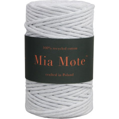 Mia Mote Eco Line kokvilnas makrame dzija Diametrs 5 mm Garums 100 m 100% kokvilna Makrame aizkari DIY Makrame aizkari DIY aušana Diegu skaits 26, Off White