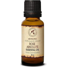 Rožu absolūtā ēteriskā eļļa 20 ml - Rozā damascena - aromterapijas rožu eļļa difuzoriem un eļļas degļiem - smaržīgā eļļa ziepju un sveču ražošanai - rožu eļļa ādai, matiem un telpām