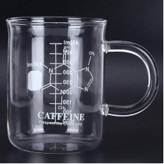 16oz Caffeine Mug Heat Resistant Chemical Cup Borosilicate Glass Coffee Mug with Handle and Measurement for Coffee Latte Tea