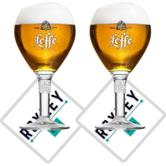 Roxley Leffe alus glāzes 33cl 2 pamatnes puspintes arī ar 2 firmas alus paliktņiem Lager alus 233cl Ražots Apvienotajā Karalistē