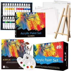 24 Tubes Oil Paint Set - 24 Tubes 12 ml - High-Quality Non-Toxic Paint with Dense and Rich Pigments - Easy to Use on Canvas, Clay, Wallpaper or Decorative Windows