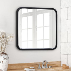 Americanflat 61 cm Square Mirror with Black Frame and Rounded Corners - Modern Wall Mirror Large for Bathroom, Bedroom & Living Room - Square Wall Mirror for Wall Decoration