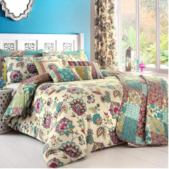 'Marinelli' Super King Duvet Cover Set in Teal, Includes: 1x Super King Duvet Cover and 2x Pillowcases