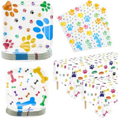 Hegbolke Dog Party Supplies Serve 40-122 gabali Plate salvetes galdauts komplekts suņu bērniem suņu dzimšanas dienas svinību rotājumi suņu tēma pusei