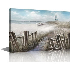 TISHIRON Lighthouse Wall Art Pludmales dekori viesistabai Piekrastes modernās gleznas Pictures Canvas Wall Art Home Contemporary Home Decor Plakāti Prints Gatavs pakārt 18 x