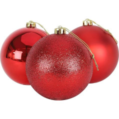 Christmas Concepts® 3 gabaliņu iepakojums - īpaši lielas 150 mm eglīšu bumbulīši - glancēti, matēti un ar mirdzumiem rotāti bumbulīši (sarkani)