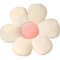 Zinsale Cute Flower Floor Cushion, ziedu spilvens, dekoratīvais spilvens, Indijas istabas dekoru spilvens pusaudžiem meitenēm, plīša pildīta rotaļlieta bērniem, lasīšanas stūrī guļamistabā (bēšs ziedlapiņas + rozā kodols, 50 cm)