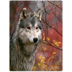 YISUMEI Sega 150 x 200 cm Mīļas segas Soft Flannel Soft Fleece Blanket Bed Throw Wolf Red Eyes