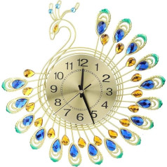 Peacock Flying Southeast Wall Clock Dzelzs moderns sienas pulkstenis Liels 3D Peacock Shape Non Ticking Silent Clock Sunburst Deco European Style for Living Room Decoration Living Room Home Decoration