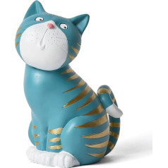 SEINHIJO Modern Sculpture Decor Cat Statue Living Room Art Polyresin Arts Gift Blue 17 cm