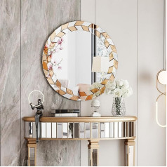 Artloge Round Decorative Wall Mirror Gold, Glass Mirror 60 x 60 cm with Gold Glass Frame, High-Quality Bathroom Mirror for Bathroom, Living Room, Bedroom