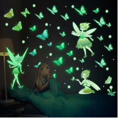 MESU Glow in The Dark Butterfly Sienas uzlīme Flower Fairy Luminous Uzlīmes Mājas apdare meitenēm Dāvanu bērnistaba FairySet