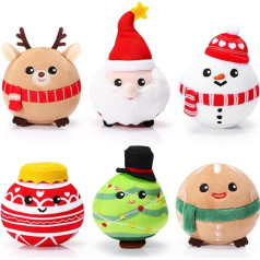 Suilung Pack of 6 Christmas Plush Toys Plush Christmas Tree Decoration Snowman Elk Gingerbread Man Christmas Tree Baubles Decoration for Winter Ornaments Christmas Tree Party Decoration, 4 Inches