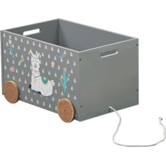 Kesper Toy Box with Wheels, Material: Fibreboard, Dimensions: W: 50 x H: 35 x D: 30 cm, Colour: Alpaca/Grey, 17704 13