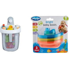 ‎Munchkin Munchkin Baby Bath Toy Storage Basket, Bathtub Organizer with Removable Wall Mount for Bath & Playgro Bath Boats, Pack of 3
