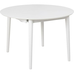 Ac Design Furniture Monty Extendable Dining Table for 6 People, Round Table Top in White with Round Legs, Kitchen Table with Pull-Out Plate, Diameter 115 x Height 75 cm