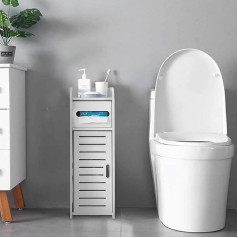 Ejoyous White Bathroom Column, 3-Tier Cabinet Column, Toilet Column, Office, Living Room, Tissue Storage Cloth, Toilet Paper, Toilet Cabinet with 1 Drawer, 1 Shutters, 17 x 22 x 56 cm (S)