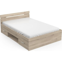 Demeyere Взрослая двуспальная кровать Michigan 140 x 200 см 2 ящика / 1 ниша - Индустриальный стиль - Сделано во Франции - Модульная и функциональная