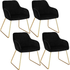 Woltu BH333sz-4 Dining Room Chairs Set of 4 Velvet Kitchen Chairs Upholstered Chair with Armrests Living Room Chair with Metal Legs Accent Chair for Dining Room Living Room Bedroom Black