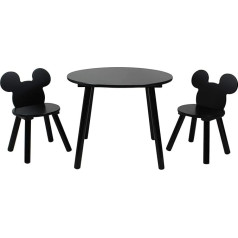 Disney Table and Chairs Set 15mm MDF + Pine Wood Black S