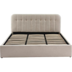 Baïta BAÏTA 180 x 200 cm Velour Beige Sand Bed with Slatted Base