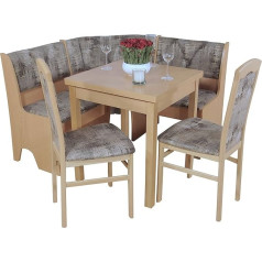 Moebel Direkt Online Dunja Corner Bench Set 4-Piece Beech Natural Chocolate