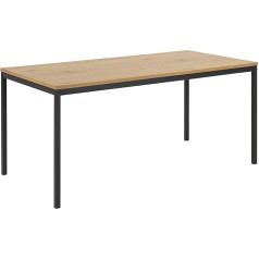 Ac Design Furniture Jörn Dining Table H 74 x W 160 x D 80 cm Wild Oak Effect Black Wood / Metal 1 Piece