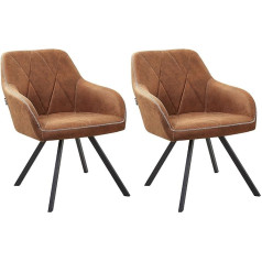 Beliani Monee Dining Room Chairs in Golden Brown Set of 2 Upholstered Cover Modern Chairs