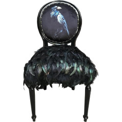 Casa Padrino Luksusa baroka stila ēdamistabas krēsls Crow Black 50 x 60 x H 104 cm - Ar rokām darināts virtuves krēsls ar mākslīgajām spalvām - Baroka stila ēdamistabas mēbeles