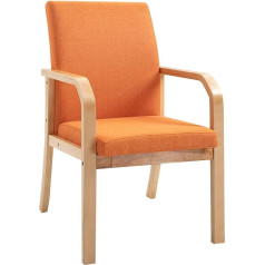 Giznxba Dining Room Chairs Grey, Dining Room Chairs with Armrests Kitchen Chair Wooden Upholstered Chair Dining Room Leisure Modern Living Dining Room Kitchen Chair Made of Fabric with Wooden Legs (Color : Orange)