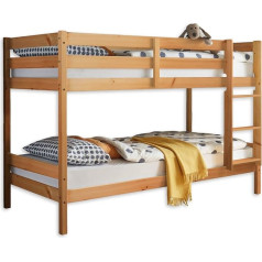 ‎Stella Trading Stella Trading MORITZ Cabin Bed with Ladder and Two Lying Surfaces 90 x 200 cm – Space-Saving Children's Bunk Bed Made of Solid Pine White – 97 x 140 x 207 cm (W x H x D)