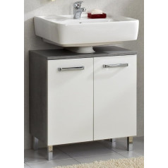 Pelipal Quickset 913 Vanity Unit, balts spīdums / betona izskats, 60 cm plats, izlietne bez izlietnes ar 2 durvīm