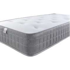 Aspire Beds Quad Comfort Natural Eco pildījums un AC Aspire-Cool Touch grezns šūtās miega virsmas matracis, hibrīds, Bonnell atsperu matracis, pelēka apdare, 3 pēdas, vienvietīgs (3 pēdas x 7 pēdas)