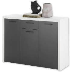 Stella Trading Modica Sideboard in White, Anthracite, Modern Chest of Drawers with Drawer and Lots of Storage Space, Wood Material