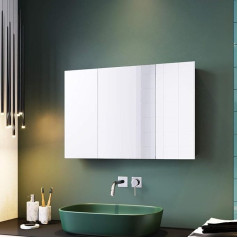 Elegant Nerūdijančio plieno veidrodinė spintelė Vonios kambario sieninė dekoratyvinė stilinga triguba durų spintelė 600H x 900L x 130D mm