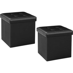 Bonlife Kāju krūtīs uzglabāšanas kaste ar vāku Pouf Stool Box Salokāms taburete ar uzglabāšanas vietu Gultas organizators (Black-1)