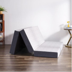 Inofia Tri-Fold Memory Foam matracis, 15 cm, pārnēsājams matracis ar noņemamu pārvalku, salokāms, gultas un grīdas spilvens, iepakojumā ar 100 naktīm mājās (vienvietīga gulta (90 x 190 x 15 cm))