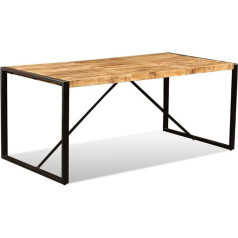 Festnight Ēdamistabas galds Virtuves galds Koka galds Rough Mango Wood Solid 180 x 90 x 76 cm