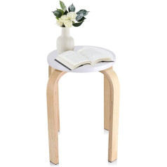 Gototop Stackable Wooden Stool, Shower Chair for Bathroom, Dining Room Stool, Wooden Stacking Chair with Non-Slip Mat, Classroom, Your Kitchen, Dining or Home Pub Area, 40 x 45.5 cm (White)