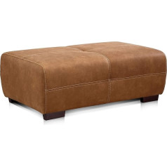 Cavadore stool Mavericco / XXL upholstered stool rectangular in leather look / industrial style / suitable for big sofa and corner sofa Mavericco / 108 x 71 x 41 cm (WxHXD) / microfiber cognac