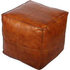 Casa Moro Oriental Leather Seat Cushion Pouf Sunyata Brown ar pildījumu 45 x 45 x 45 cm (platums/dziļums/augstums) Īstas ādas sēdekļa taburete Square | Elegant Upholstered Stool | HH2813