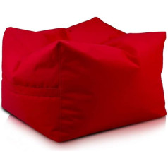 Ecopuf Cubo - taburete Bean Bag taburete Āra ūdensnecaurlaidīgs poliestera kubs kāju paliktnis Augstas kvalitātes un viegli kopjams dubultā noņemama odere ar rokturi Izmērs 60 x 45 cm Faber Red M5