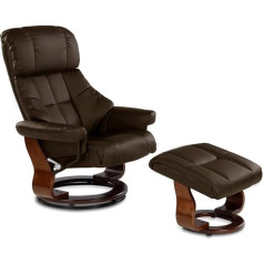 Aktivshop Prabangus masažo krėslas su taburete, 360° kampu besisukantis krėslas su atsilenkimo funkcija, modernus televizoriaus krėslas, televizoriaus krėslas svetainei, dirbtinė oda, rudos spalvos