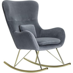 Finebuy Möbel Zum Wohlfühlen FineBuy Rocking Chair, Velvet/Metal, 74 x 101 x 89 cm with Golden Legs, Upholstered Swing Chair, Modern, Nursing Chair, Relaxing Chair, Swing Chair, 120 kg