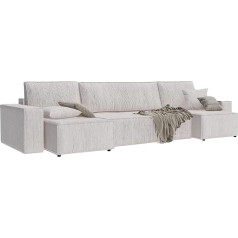 Grekpol Paris U Cord Fabric Poso Couch Sofa with Sleep Function and Bed Box, Sofa Bed, Upholstered Corner, Couch Set, Corner Bed Couch, Big Couch (Beige Poso 100)