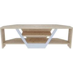 Decorotika Sares Corner TV Stand Enetertainment Centre Sapphire Oak and White, 120cm Length